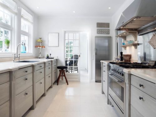 beautiful kitchen with new hardware and flooring