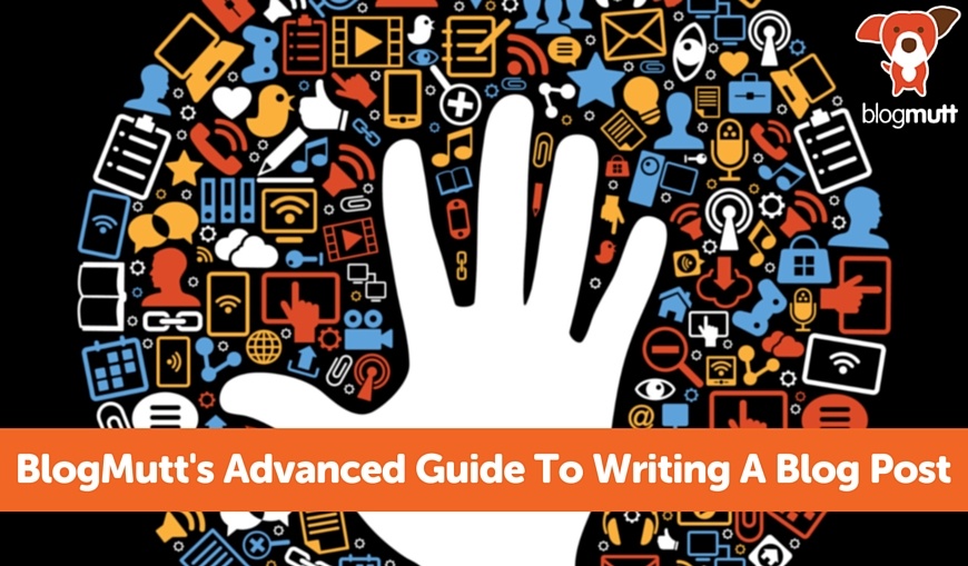 BlogMutts-Advanced-Guide-To-Writing-Blog-Post-hand-in-a-jumble-of-technology